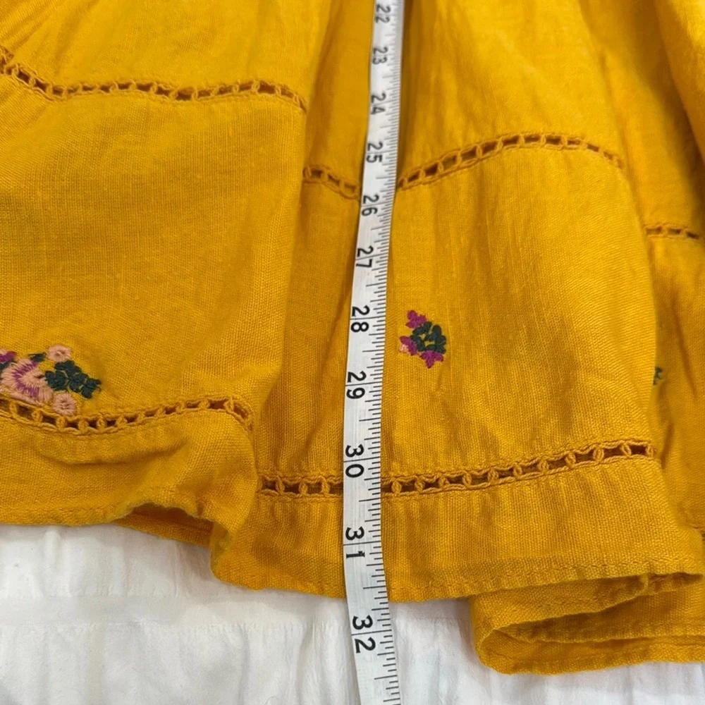 Free People Yellow Bell Sleeve Off Shoulder Mini Dress Womens Size Small - Picture 9 of 10